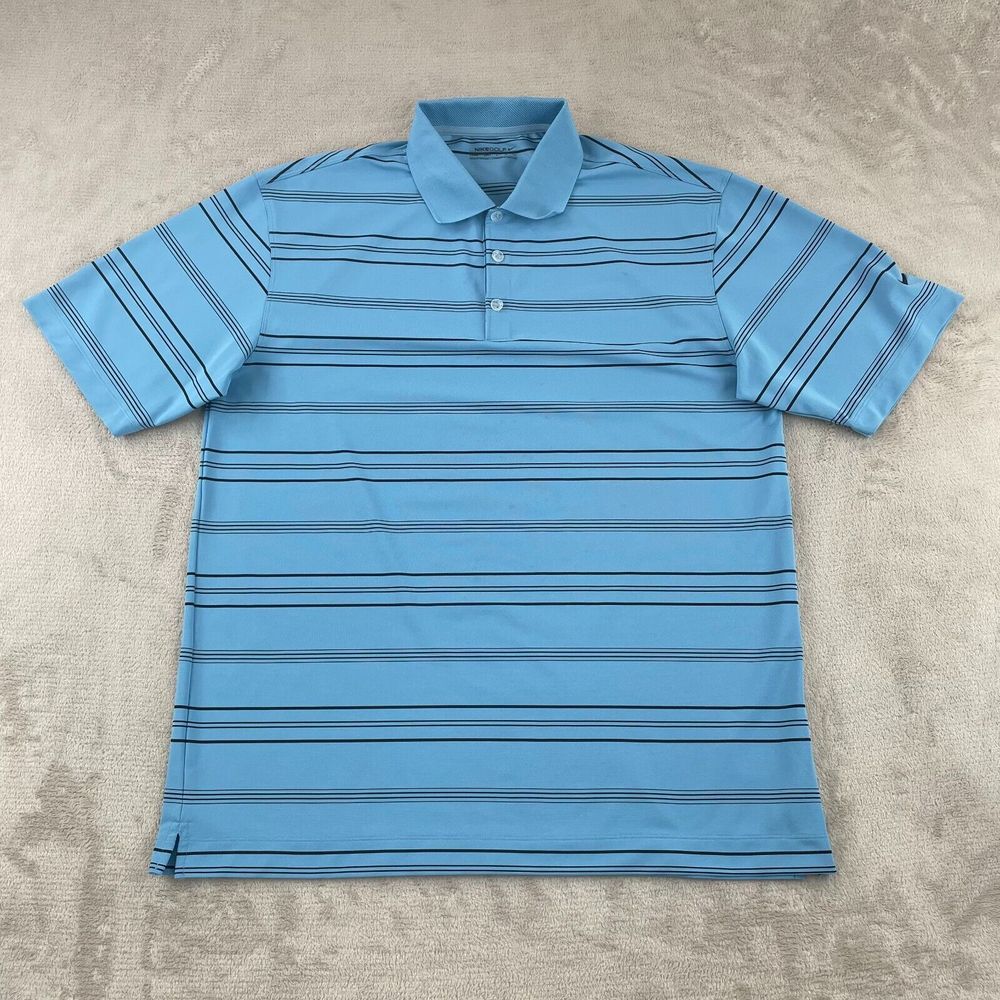 Nike Polo Shirt Men Large Sky Blue Dri Fit Golf Performance Short Sleeve NWOT